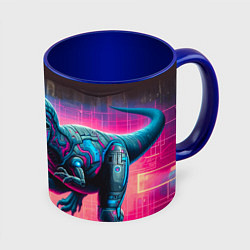 Кружка цветная Дино крутой скейтбордист - граффити