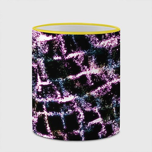 Кружка цветная Светящаяся розовая сетка / 3D-Желтый кант – фото 2