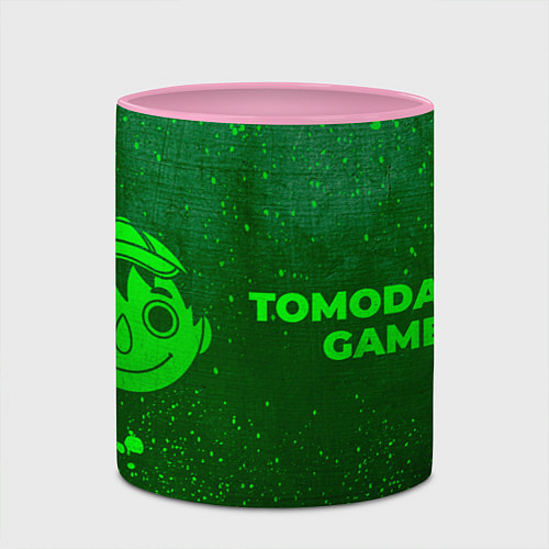 Кружка цветная Tomodachi Game - green gradient по-горизонтали / 3D-Белый + розовый – фото 2