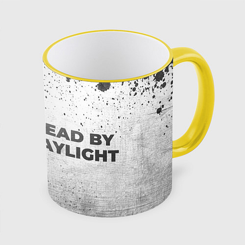 Кружка цветная Dead by Daylight - white gradient по-горизонтали / 3D-Желтый кант – фото 1