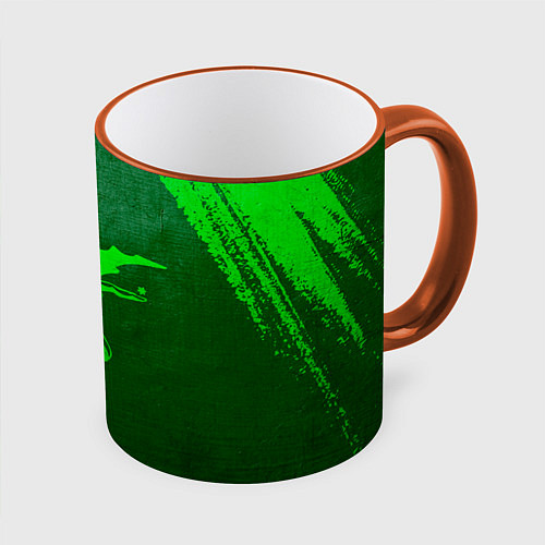 Кружка цветная Black Sabbath - green gradient / 3D-Оранжевый кант – фото 1