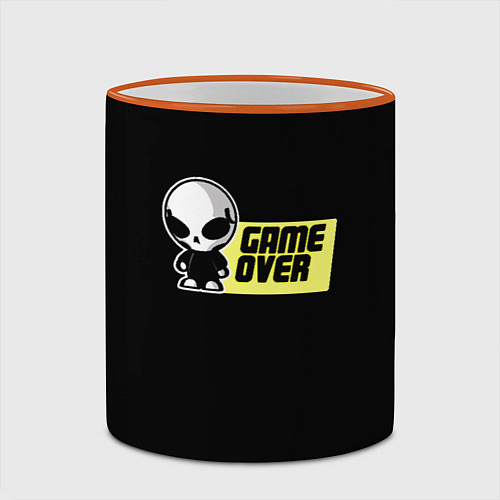 Кружка цветная Game over alien / 3D-Оранжевый кант – фото 2