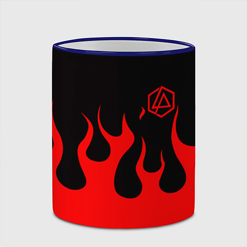 Кружка цветная Linkin park logo fire / 3D-Синий кант – фото 2