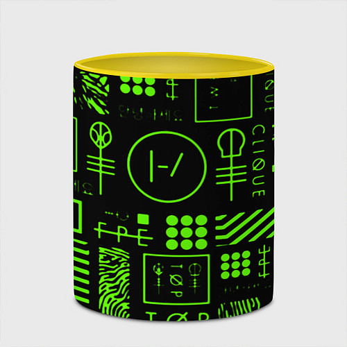 Кружка цветная Twenty one pilots neon / 3D-Белый + желтый – фото 2