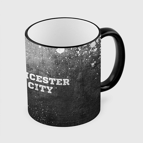 Кружка цветная Leicester City - grey gradient по-горизонтали / 3D-Черный кант – фото 1