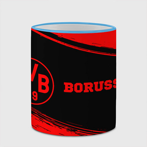Кружка цветная Borussia - red gradient по-горизонтали / 3D-Небесно-голубой кант – фото 2