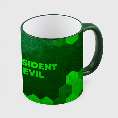 Кружка цветная Resident Evil - green gradient по-горизонтали / 3D-Зеленый кант – фото 1