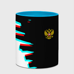 Кружка 3D Герб текстура глитч, цвет: 3D-белый + небесно-голубой — фото 2