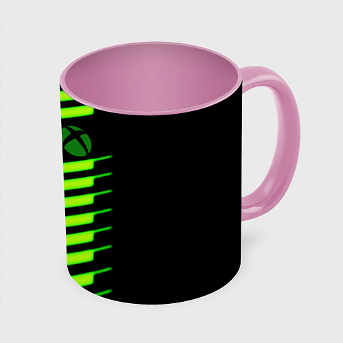 Кружка цветная Xbox green line / 3D-Белый + розовый – фото 1