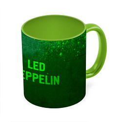 Кружка 3D Led Zeppelin - green gradient по-горизонтали, цвет: 3D-белый + светло-зеленый