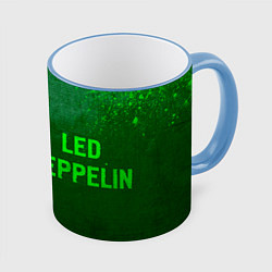 Кружка 3D Led Zeppelin - green gradient по-горизонтали, цвет: 3D-небесно-голубой кант