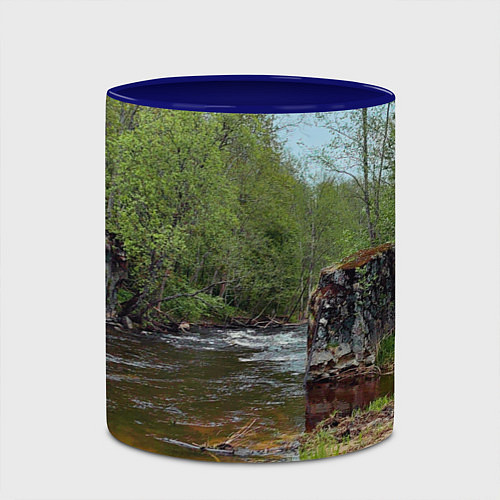 Кружка цветная Природа России разрушенный мост / 3D-Белый + синий – фото 2