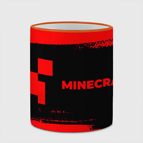 Кружка цветная Minecraft - red gradient по-горизонтали / 3D-Оранжевый кант – фото 2