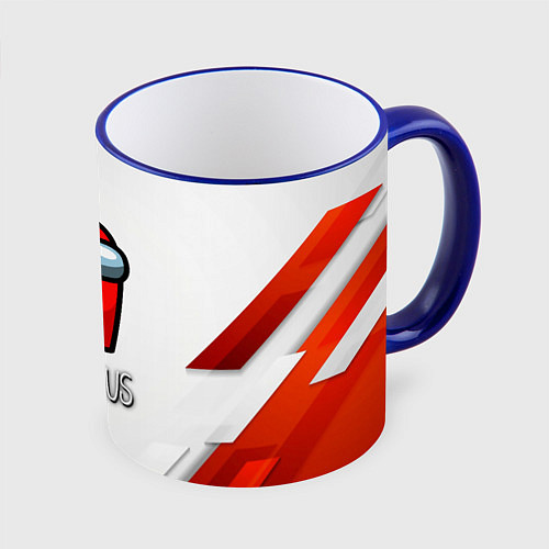 Кружка цветная Among us game geometry / 3D-Синий кант – фото 1