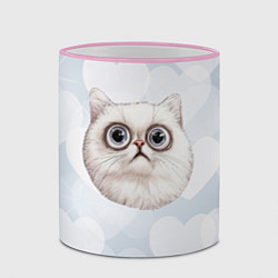 Кружка 3D Белый кот невдупленыш, цвет: 3D-розовый кант — фото 2