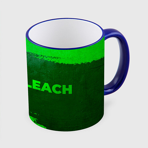 Кружка цветная Bleach - green gradient по-горизонтали / 3D-Синий кант – фото 1