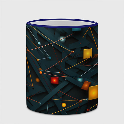 Кружка цветная Геометрическая абстракция / 3D-Синий кант – фото 2