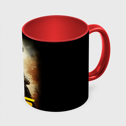 Кружка цветная CS спецназовец / 3D-Белый + красный – фото 1