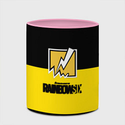 Кружка 3D Rainbow six logo game, цвет: 3D-белый + розовый — фото 2