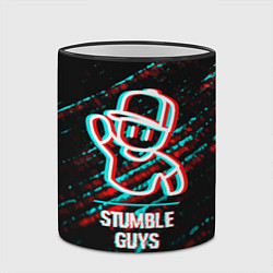 Кружка 3D Stumble Guys в стиле glitch и баги графики на темн, цвет: 3D-черный кант — фото 2