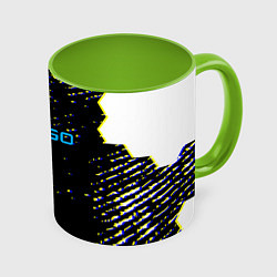 Кружка 3D CS соты абстракция, цвет: 3D-белый + светло-зеленый