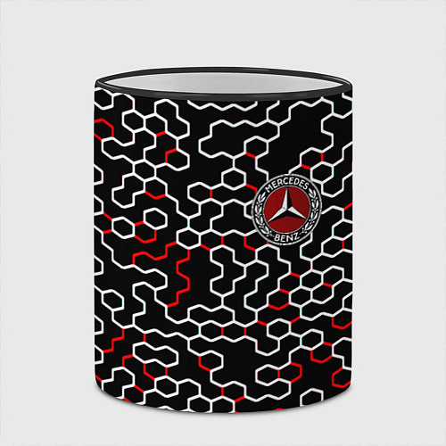 Кружка цветная Mercedes benz броня текстура / 3D-Черный кант – фото 2