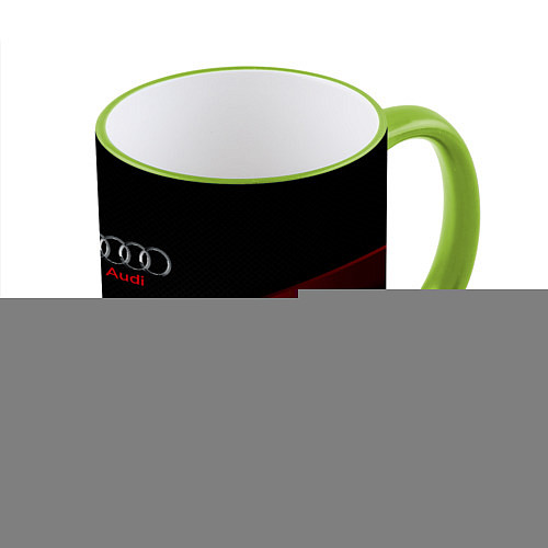 Кружка цветная AUDI carbon metal / 3D-Светло-зеленый кант – фото 1