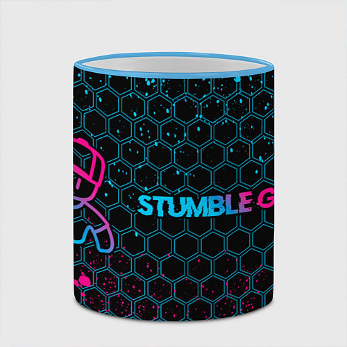 Кружка цветная Stumble Guys - neon gradient по-горизонтали / 3D-Небесно-голубой кант – фото 2