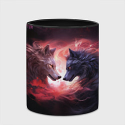 Кружка 3D Влюбленные волки разного раскраса, цвет: 3D-белый + черный — фото 2