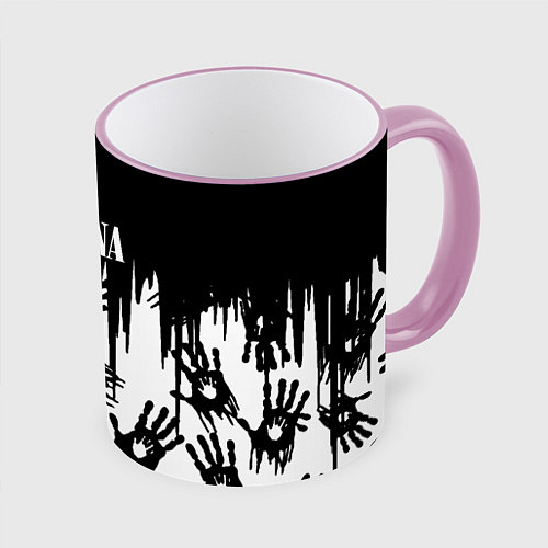 Кружка цветная Nirvana rok hand / 3D-Розовый кант – фото 1