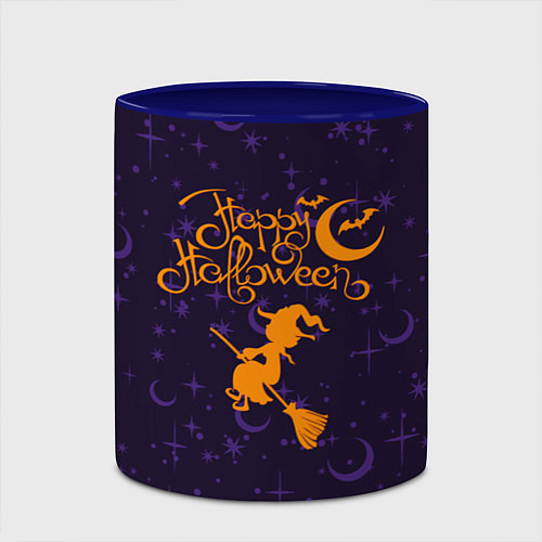 Кружка цветная Хэллоуин - ведьма на метле / 3D-Белый + синий – фото 2