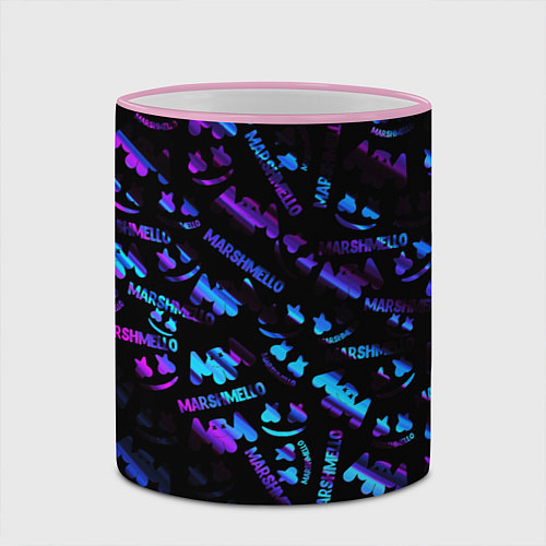 Кружка цветная Marshmello neon club / 3D-Розовый кант – фото 2