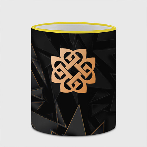 Кружка цветная Breaking Benjamin golden poly / 3D-Желтый кант – фото 2