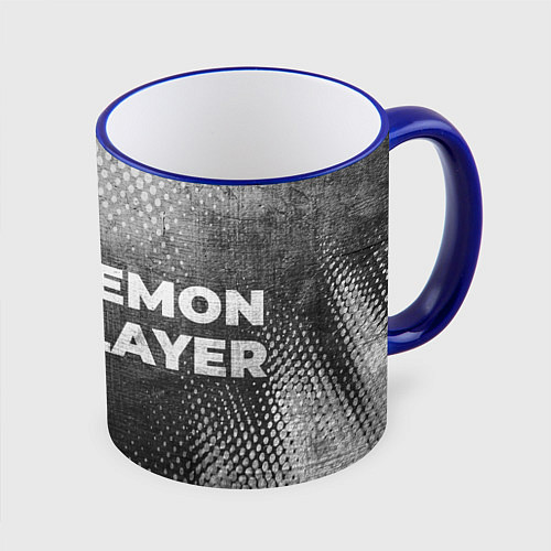 Кружка цветная Demon Slayer - grey gradient по-горизонтали / 3D-Синий кант – фото 1