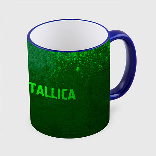 Кружка цветная Metallica - green gradient по-горизонтали / 3D-Синий кант – фото 1