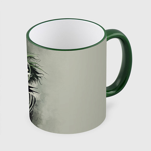 Кружка цветная Сумасшедший Битлджус / 3D-Зеленый кант – фото 1