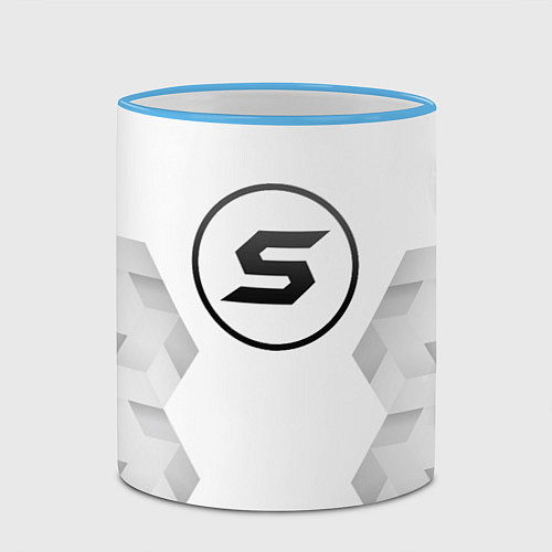 Кружка цветная Skillet white poly / 3D-Небесно-голубой кант – фото 2
