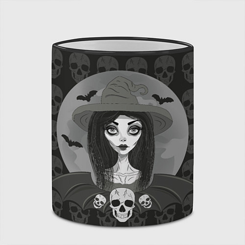 Кружка цветная Ведьма, череп, Хэллоуин / 3D-Черный кант – фото 2