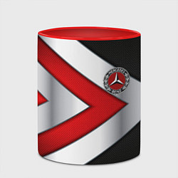 Кружка 3D Mercedes benz carbon metal, цвет: 3D-белый + красный — фото 2