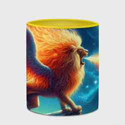 Кружка 3D Огнедышащий крылатый лев - неоновое свечение, цвет: 3D-белый + желтый — фото 2