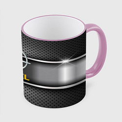 Кружка 3D Opel carbon metal steel, цвет: 3D-розовый кант