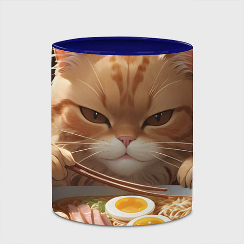 Кружка цветная Кот и рамен / 3D-Белый + синий – фото 2