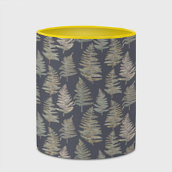 Кружка 3D Паттерн из листьев папоротника, цвет: 3D-белый + желтый — фото 2