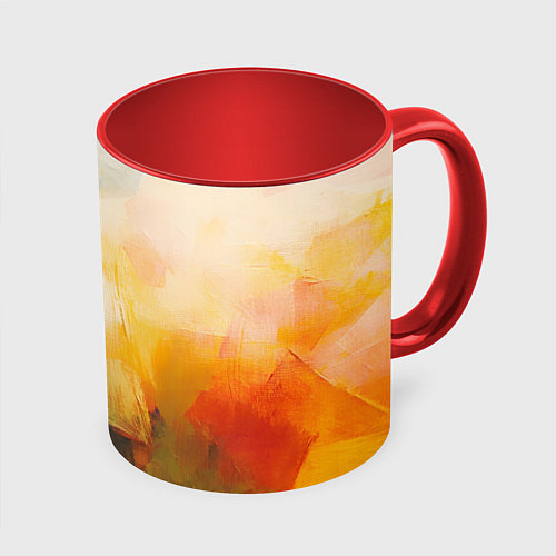 Кружка цветная Живопись мазками / 3D-Белый + красный – фото 1