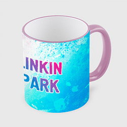 Кружка 3D Linkin Park 2024 neon gradient style по-горизонтал, цвет: 3D-розовый кант