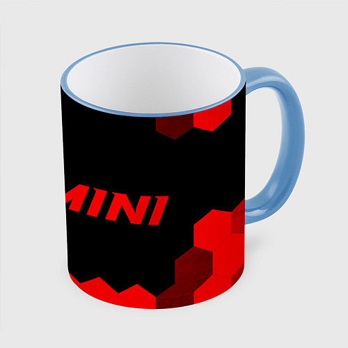 Кружка цветная Mini - red gradient по-горизонтали / 3D-Небесно-голубой кант – фото 1