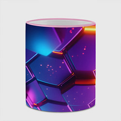 Кружка 3D Трехмерные соты с эффектом неона, цвет: 3D-розовый кант — фото 2