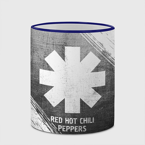 Кружка цветная Red Hot Chili Peppers - grey gradient / 3D-Синий кант – фото 2