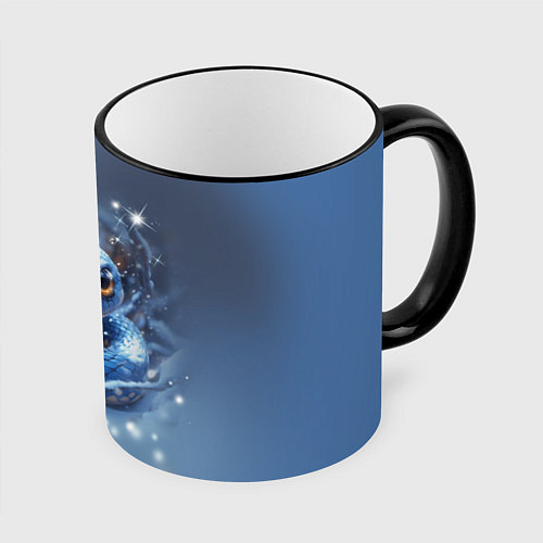 Кружка цветная Змея с большими глазами / 3D-Черный кант – фото 1