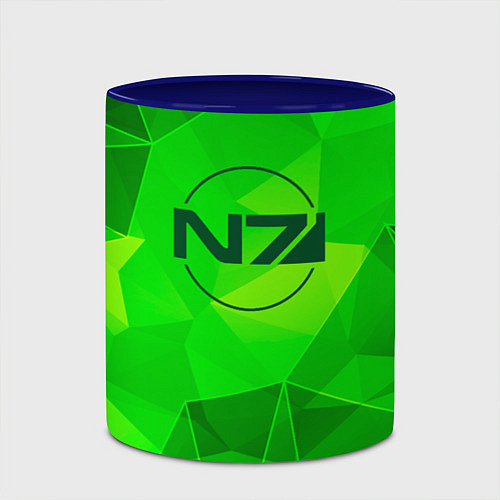 Кружка цветная Mass Effect green poly / 3D-Белый + синий – фото 2